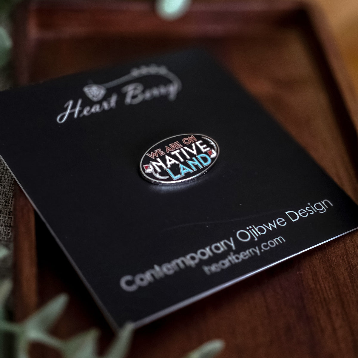 Follow We R Native We are on Native Land Lapel Pin โ Heart Berry